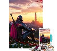 Rompecabezas de 1000 Piezas para Adultos Caballero Oscuro descansando en un Campo de Flores Divertido Juego Educativo Juguete desafiante Gran Regalo Desafío difícil (Tamaño 50x75cm)