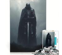 Rompecabezas de 1000 Piezas para Adultos: Caballero Oscuro en la Niebla, Juego Familiar, interacción Entre Padres e Hijos, cumpleaños y Navidad 38x52cm