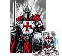 Rompecabezas de 1000 Piezas para Adultos Caballero Templario desafío Educativo Carrera de Velocidad Manual Juego de ingenio para Mayores de 14 años (38x52cm)