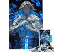 Rompecabezas de 1000 Piezas para Adultos Caballero y Espada Azul Juego de ingenio para Adultos Alivia el estrés Interacción Entre Padres e Hijos (Tamaño 38x52cm)