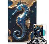 Rompecabezas de 1000 Piezas para Adultos Caballito de mar Dorado Kintsugi, Juego Imposible, análisis y lógica, fortalece el Amor Entre Parejas 38x26cm