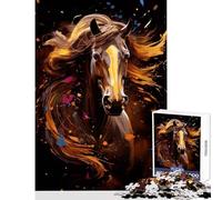 Rompecabezas de 1000 Piezas para Adultos Caballo al Galope Pintura Juguetes antiestrés Grandes Regalos y Juguetes para Juegos educativos Entrena tu Cerebro y Tus Manos tamaño 38x26cm
