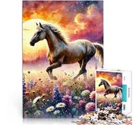 Rompecabezas de 1000 Piezas para Adultos Caballo Corriendo por el Campo Diversión Familiar Interacción Entre Padres e Hijos 75x50cm