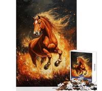 Rompecabezas de 1000 Piezas para Adultos Caballo en Llamas Juego Imposible Vacaciones en casa Pasa el Tiempo Juguete Educativo fortalece el Amor Entre Parejas (38x26cm)