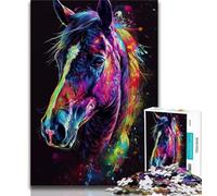 Rompecabezas de 1000 Piezas para Adultos Caballos de Colores Ideal para Adolescentes un Divertido Regalo y Actividad para el hogar Ideal para días de Lluvia (26x38cm)
