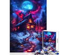Rompecabezas de 1000 Piezas para Adultos Cabaña de Invierno bajo un Cielo cósmico Juegos educativos Ideales para Parejas decoración del hogar Regalos de cumpleaños y de Viaje (38x26cm)