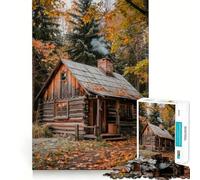 Rompecabezas de 1000 Piezas para Adultos Cabaña de otoño en el Bosque Juego de Bordes limpios Diversión cognitiva Juego Lento Divertido Regalo Festivo para el Tiempo Libre (50x75cm)
