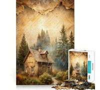 Rompecabezas de 1000 Piezas para Adultos Cabaña en el Bosque,día lluvioso,Arte de Corte preciso,Juego Creativo para el Cerebro,Juego de Ocio,Divertido,Regalo de cumpleaños (38x26cm)
