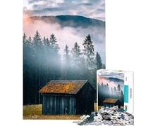 Rompecabezas de 1000 Piezas para Adultos Cabaña en la Niebla Ideal para cumpleaños Navidad diversión Familiar y decoración del hogar Apto para Mayores de 14 años (38x26cm)
