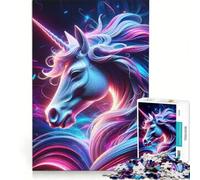 Rompecabezas de 1000 Piezas para Adultos Cabeza de Unicornio bañada Juegos educativos Carrera de Velocidad Manual Toda la Familia 38x26cm