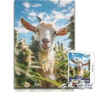 Rompecabezas de 1000 Piezas para Adultos: Cabra Curiosa en la vegetación, Juego Educativo Familiar, Regalo para Mujeres, Regalo de Amigo Secreto, tamaño 38x26cm