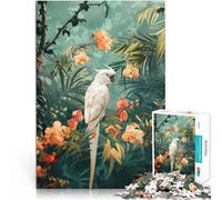 Rompecabezas de 1000 Piezas para Adultos Cacatúa Blanca en un paraíso Tropical Regalos de Juegos desafiantes Apto para Parejas 52x38cm