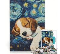 Rompecabezas de 1000 Piezas para Adultos: Cachorro Beagle en la Noche Estrellada Juguetes para armar, Actividades Divertidas en casa, para Fortalecer el Amor en Pareja 50x75cm