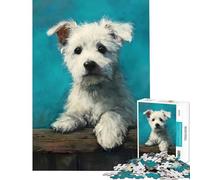Rompecabezas de 1000 Piezas para Adultos Cachorro Blanco en una Cerca de Madera Juego Familiar para Pintar Juguetes adictivos para Cultivar la Paciencia Regalos para Hombres y Mujeres Mejor