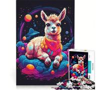 Rompecabezas de 1000 Piezas para Adultos Cachorro de Llama Tumbado en un Espacio Juegos Divertidos interacción Entre Padres e Hijos Cada Pieza es única 38x26cm