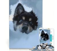 Rompecabezas de 1000 Piezas para Adultos: Cachorro de Perro Husky Negro, Juego de ingenio, dificultad Alta, para Fortalecer el Amor en Pareja 38x26cm