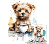 Rompecabezas de 1000 piezas para adultos Cachorro en la hora del café Juguetes adictivos para cultivar la paciencia Juego de ingenio para divertirse en familia Regalos para mujeres y hombres (38x52cm)