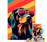 Rompecabezas de 1000 Piezas para Adultos Cachorro Genial con Gafas de Sol Juego Imposible Juguetes adictivos para Cultivar la Paciencia Regalos de cumpleaños para la diversión Familiar Tamaño 38x52cm