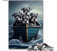 Rompecabezas de 1000 Piezas para Adultos,Cachorros de Schnauzer a Flote,Hecho de Madera,Regalo para Hombres y Mujeres,para Uso Diario y Ocasiones Especiales,una Atractiva Actividad de Juegos