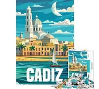 Rompecabezas de 1000 Piezas para Adultos Cádiz España Viaje Aprendizaje Juguetes Educativos Juego Educativo Carrera de Velocidad de Manos Gran Regalo (Tamaño 38x26cm)