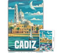 Rompecabezas de 1000 Piezas para Adultos Cádiz España Viajes Disfrute del Ocio Suave Relajación Ajuste Estable Corte preciso Tamaño del Juguete 38x26cm