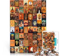 Rompecabezas de 1000 Piezas para Adultos Calabaza de Retazos de Halloween Juego Intelectual de Juguete Regalo de cumpleaños 38x26cm