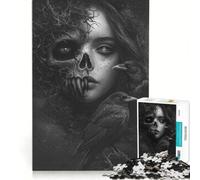 Rompecabezas de 1000 Piezas para Adultos: Calavera de Belleza Oscura y Cuervos, Juegos educativos, Entrena tu Cerebro y Tus Manos, colección de Artistas, Bellas Artes 38x26cm