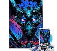 Rompecabezas de 1000 Piezas para Adultos Calavera de Demonio Cyberpunk con Ojos Brillantes Rompecabezas Interactivo para armar Juego práctico Interacción Entre Padres e Hijos (Tamaño 38x52cm)