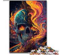 Rompecabezas de 1000 Piezas para Adultos,Calavera Infernal en Llamas,de Madera, Año Nuevo, 50x75cm para decoración del hogar,Entrenamiento Mental