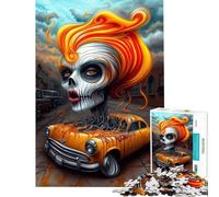 Rompecabezas de 1000 Piezas para Adultos Calavera Mujer y Coche El Alma de la Máquina Diversión en casa Actividades decoración y Rompecabezas para el hogar para Mayores de 14 años (50x75cm)
