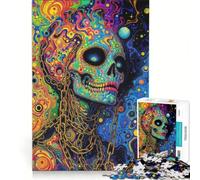 Rompecabezas de 1000 Piezas para Adultos Calavera psicodélica con Cadenas Juego Educativo de dificultad Alta Ideal para cumpleaños 38x26cm