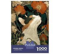 Rompecabezas De 1000 Piezas para Adultos Calico Cat in Flowers Rompecabezas para Adultos Juguetes Antiestrés Difícil Difícil Y Desafiante 52x38cm/1000pcs