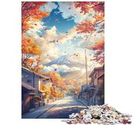 Rompecabezas de 1000 Piezas para Adultos Calle de otoño con el Monte Fuji Rompecabezas para Adolescentes con Corte de precisión Entrena tu Cerebro y Tus Manos Juguetes educativos de Aprendizaje