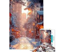Rompecabezas de 1000 Piezas para Adultos Calle Nevada al Atardecer Rompecabezas para Adultos Ideal para armar analizar y desarrollar la lógica Un Gran Regalo para los Amantes de los Juegos (38x52cm)