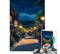 Rompecabezas de 1000 Piezas para Adultos Calle Nocturna del Monte Fuji en Japón Un Reto para completar Juego Educativo antiestrés Apto para Mayores de 14 años (50x75cm)
