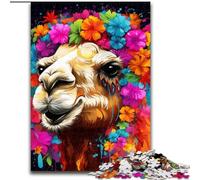 Rompecabezas de 1000 Piezas para Adultos, Camello con Flores, de Madera, Regalo Divertido y Actividad para el hogar, 50x75cm, Juego para Adultos, Juego Interactivo Familiar, desafío Mental