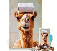 Rompecabezas de 1000 Piezas para Adultos Camello con Papel higiénico en la Cabeza Juguete Decorativo de construcción Juego de Paz Regalo de cumpleaños (38x26cm)