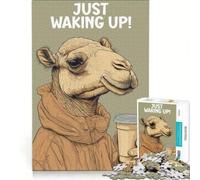 Rompecabezas de 1000 Piezas para Adultos: Camello despertando con café, Juegos Familiares, Carrera de Velocidad Manual, Ideal para decoración de Escritorio, 38x26cm
