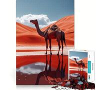 Rompecabezas de 1000 Piezas para Adultos Camello en un Oasis del Desierto,Reflejo,articulación Fina,Divertido Juego Mental,Regalo Acogedor,Juego de Navidad,Regalo de Ocio (38x26cm)