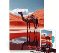 Rompecabezas de 1000 Piezas para Adultos Camello en un Oasis del Desierto,Reflejo Decoración práctica y Divertida Juguete para ejercitar la Mente Regalo navideño Ideal para Pasar un Buen rato 38x52cm