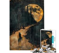 Rompecabezas de 1000 Piezas para Adultos Caminando a la luz de la Luna Rompecabezas para Adultos Juegos relajantes decoración interacción Entre Padres e Hijos (tamaño 38x26cm)