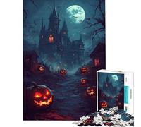 Rompecabezas de 1000 Piezas para Adultos Camino de Calabazas a la luz de la Luna Rompecabezas Familiar para Adultos Mejora la Memoria Gran Regalo para los Amantes de los Juegos (tamaño 50x75cm)