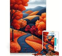 Rompecabezas de 1000 Piezas para Adultos Camino de otoño a través de colinas,Corte Premium,Juego,Actividad Mental Inteligente,Paz,diversión,cumpleaños,Arte,Juego (50x75cm)