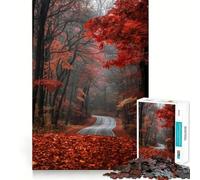 Rompecabezas de 1000 Piezas para Adultos Camino de otoño a través del Bosque Arte de Corte preciso Juego para desarrollar la Mente Diversión y Entretenimiento Regalo de cumpleaños (50x75cm)