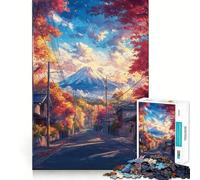 Rompecabezas de 1000 Piezas para Adultos Camino de otoño al Monte Fuji Arte Impecable Desafío Mental Diversión para Relajarse Regalo de cumpleaños para la Mente (50x75cm)