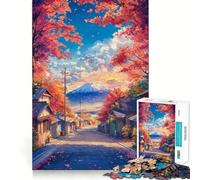 Rompecabezas de 1000 Piezas para Adultos Camino de otoño hacia Fuji Decoración de Corte preciso Juguete para estimular la Mente Ideal para Jugar en el Tiempo Libre Regalo de cumpleaños (50x75cm)