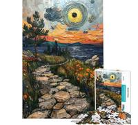 Rompecabezas de 1000 Piezas para Adultos Camino de Piedra Atardecer Rompecabezas para Adultos Juguetes de Bricolaje Desafío difícil Difícil y desafiante (tamaño 50x75cm)