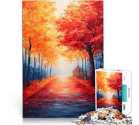 Rompecabezas de 1000 Piezas para Adultos Camino del Bosque otoñal Desafío difícil para aliviar el estrés Lista de Deseos con Papá Noel 52x38cm