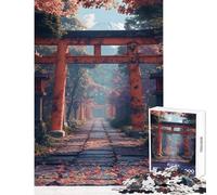 Rompecabezas de 1000 Piezas para Adultos Camino del Santuario japonés Puerta Torii Fuji Japón Juego de ingenio Desafío difícil Juguete Decorativo para la Pared Fortalece el Amor Entre Parejas