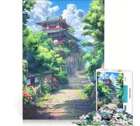 Rompecabezas de 1000 Piezas para Adultos: Camino del Templo de Anime, Juguetes antiestrés, dificultad difícil, Lista de Deseos con Papá Noel 50x75cm